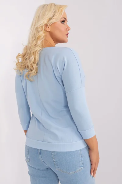 Modrá plus size dámská halenka s kamínky - Elegantní ležérní design