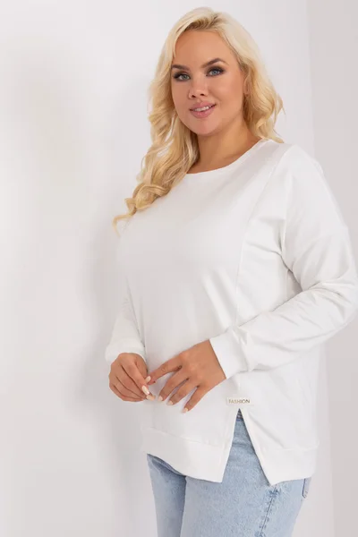 Ecru plus size dámská halenka s rozparkem - FPrice