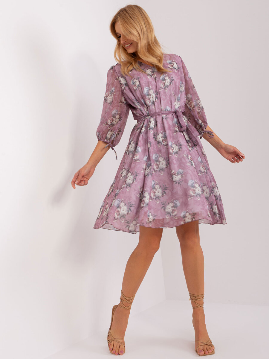 Květované fialové dámské šaty - Elegantní Kvetoucí Krása, L/XL i523_2016103465972