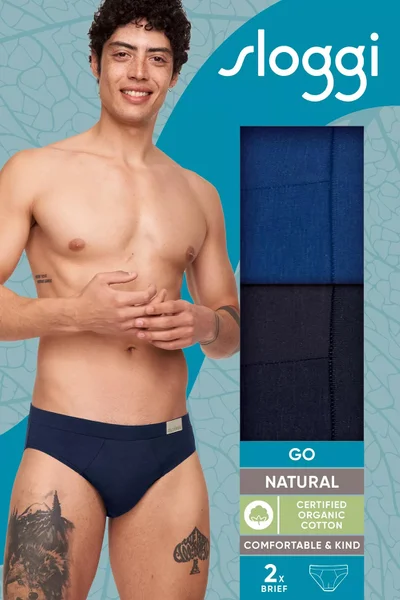 Pánské modré slipy GO Natural Brief 2ks - Sloggi