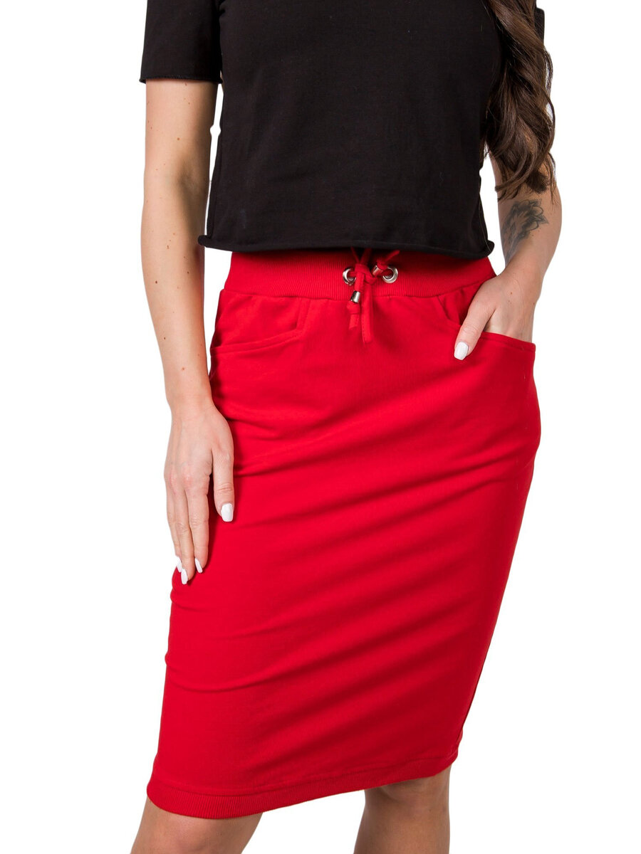 Červená mikinová sukně FPrice, L i523_2016102567196