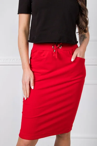 Červená mikinová sukně FPrice