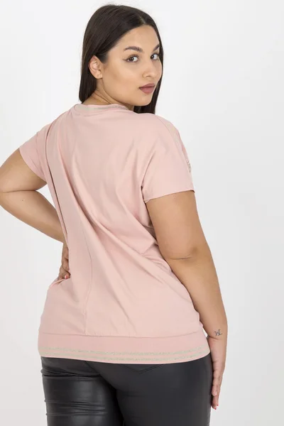 Dámská plus size růžová halenka se zlatým potiskem Fashionhunters