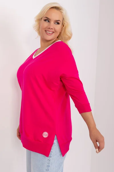 Růžová plus size dámská halenka FPrice