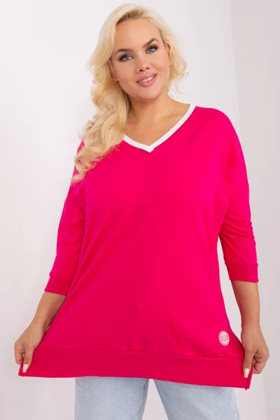 Růžová plus size dámská halenka FPrice