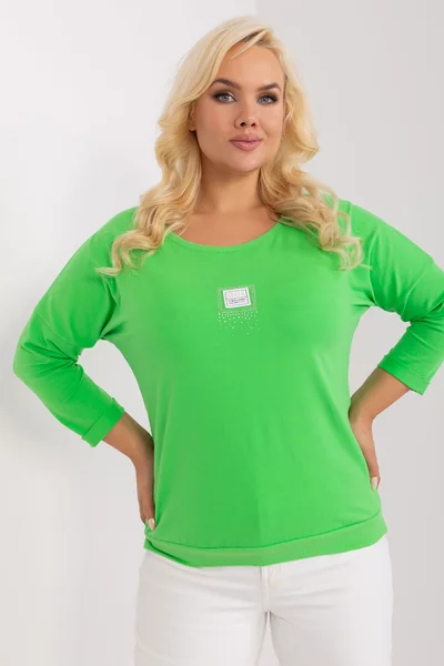 Zelená plus size dámská halenka s pruhy - FPrice