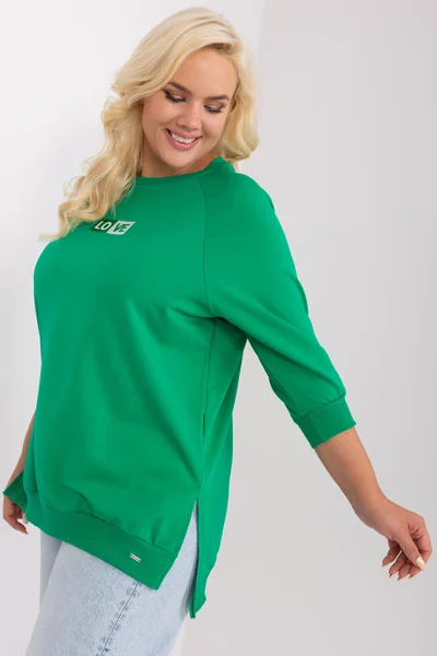 Zelená plus size dámská halenka s rozparky - FPrice