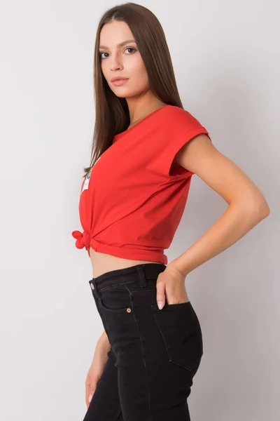 Dámské červené bavlněné tričko FPrice