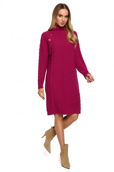 Dámské svetrové šaty s vysokým límcem L530 - Moe