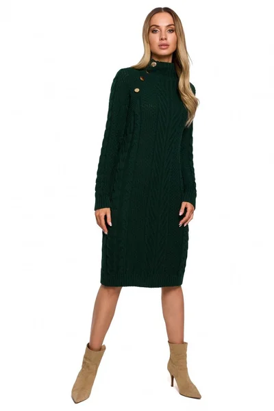 Dámské svetrové šaty s vysokým límcem L530 - Moe