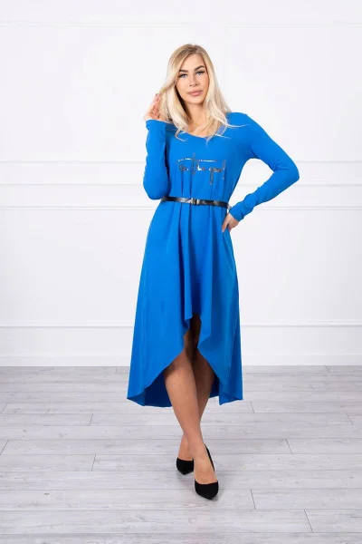 Dámské módní šaty s páskem K-Fashion Cornflower Blue