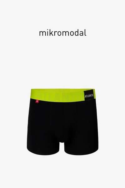 Sportovní boxerky Atlantic Premium Micromodal - černé/žluté