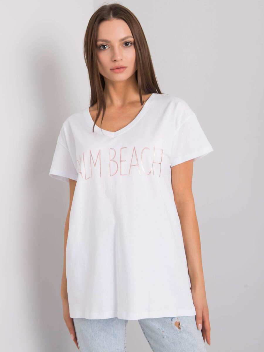 Dámské bílé tričko s výstřihem do V FPrice, jedna velikost i523_2016102970064