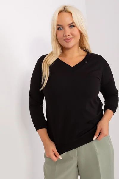 Černá plus size bavlněná dámská halenka FPrice