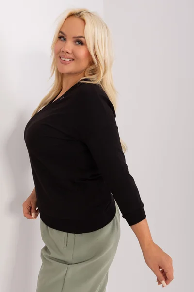 Černá plus size bavlněná dámská halenka FPrice