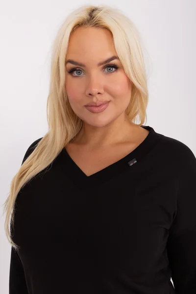 Černá plus size bavlněná dámská halenka FPrice