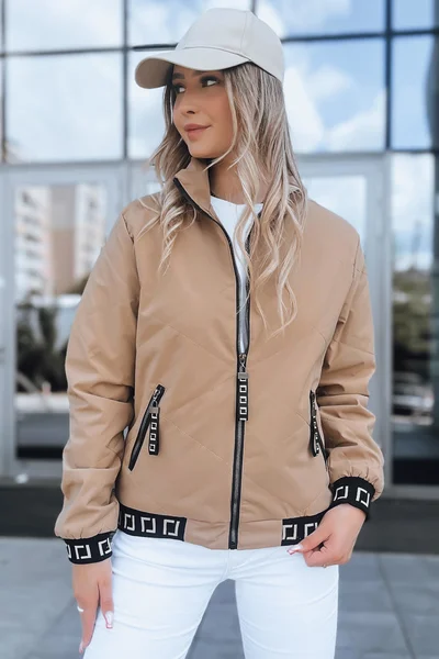 Dámská stylová béžová bomber bunda s aztéckým vzorem Dstreet