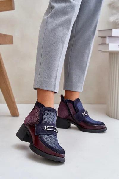 Dámské kozačky na podpatku Maciejka s páskem Step in style