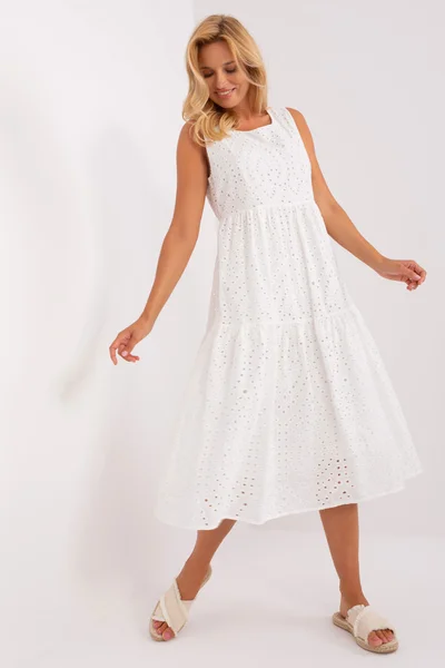 Letní bílé ažurové šaty OCH BELLA - FPrice