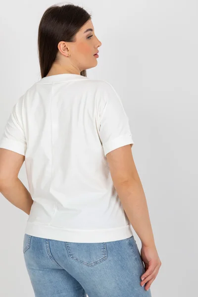 Ecru Plus Size Dámská Halenka s Výstřihem FPrice