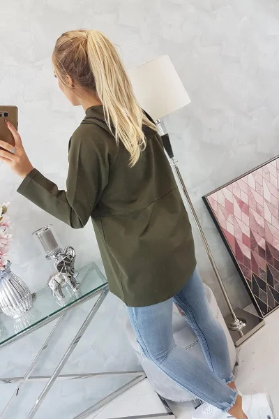 Khaki Oversize Tunika s Kapucí a Zipem - K-Fashion