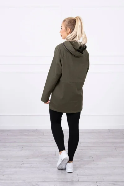 Khaki Oversize Tunika s Kapucí a Zipem - K-Fashion