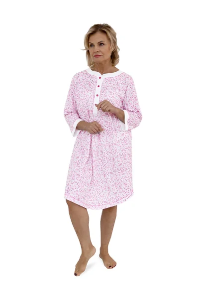 Růžová dámská noční košile z interlook bavlny