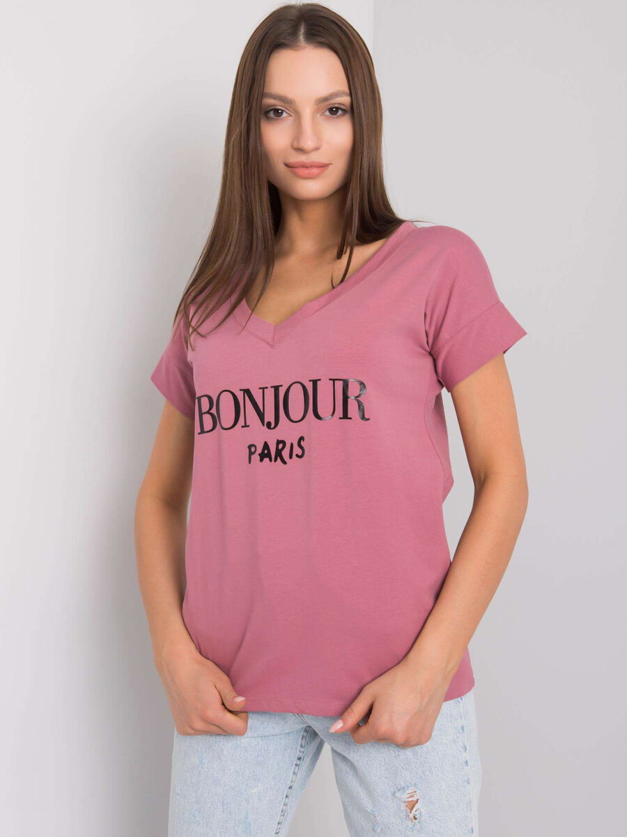 Pudrově růžové dámské tričko s potiskem FPrice, jedna velikost i523_2016102969815