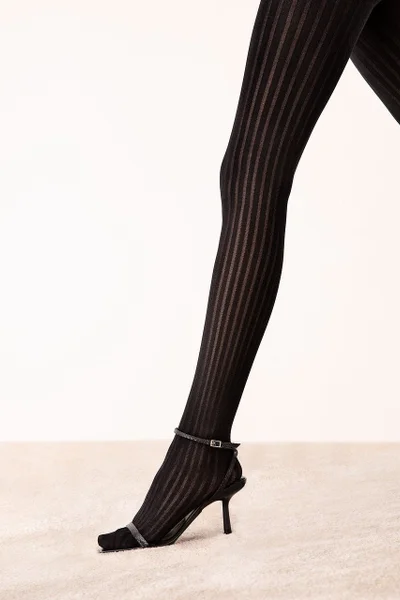 Černé vzorované punčochové kalhoty Fiore Elegant 40 den