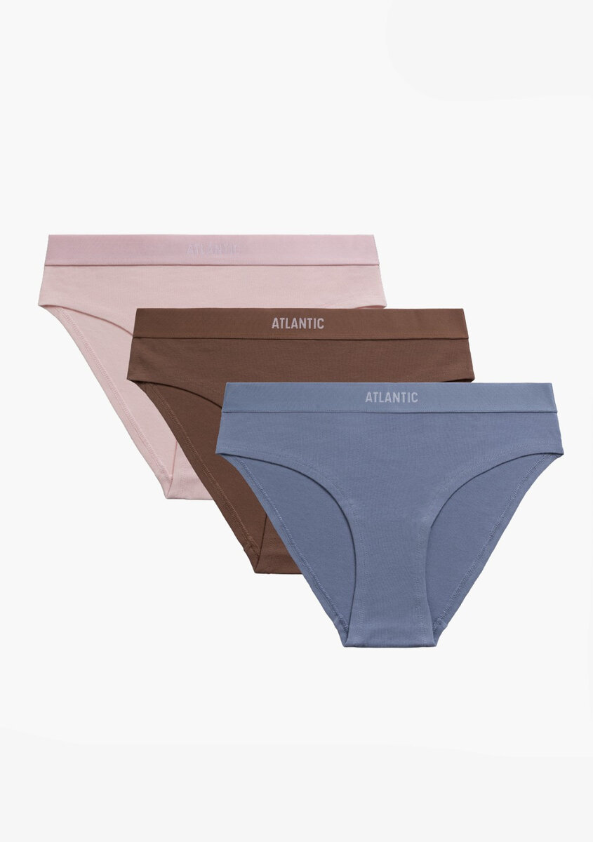 Sportovní dámské bavlněné kalhotky Atlantic (3 ks), růžová-kapucinová-modrá XL i384_47067631