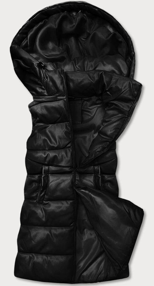 Teplá černá dámská vesta z eko kůže 0HV6S9 HONEY WINTER, odcienie czerni XXL (44) i392_20365-48