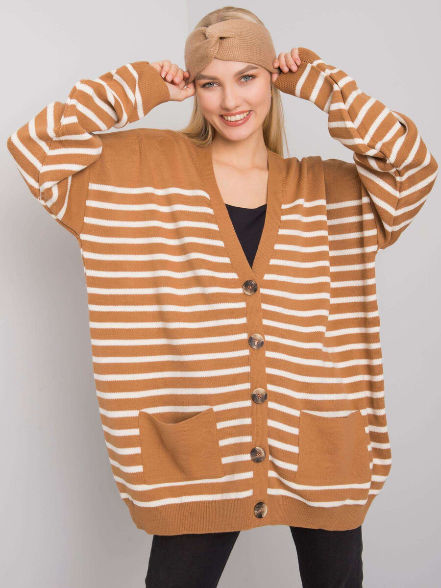 Dámský velbloudí svetr na knoflíky FPrice, jedna velikost i523_2016103064328