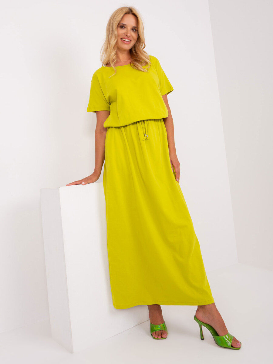 Limetkové maxi šaty s kapsami - Letní svěžest, jedna velikost i523_2016103433209