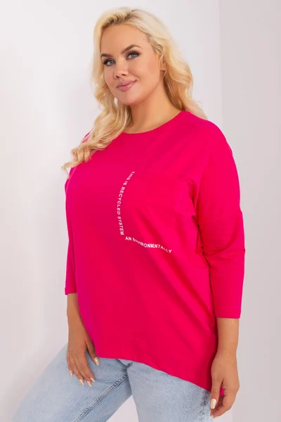 Růžová asymetrická plus size dámská halenka FPrice