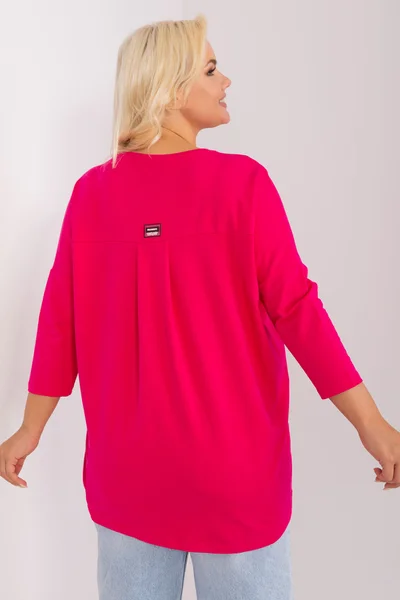 Růžová asymetrická plus size dámská halenka FPrice