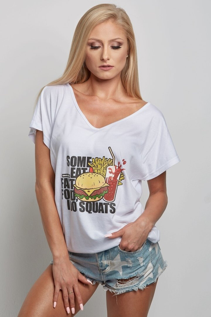 Dámské tričko - Fast Food - Gym Glamour, bílá s potiskem M/L i10_P42344_1:1575_2:281_