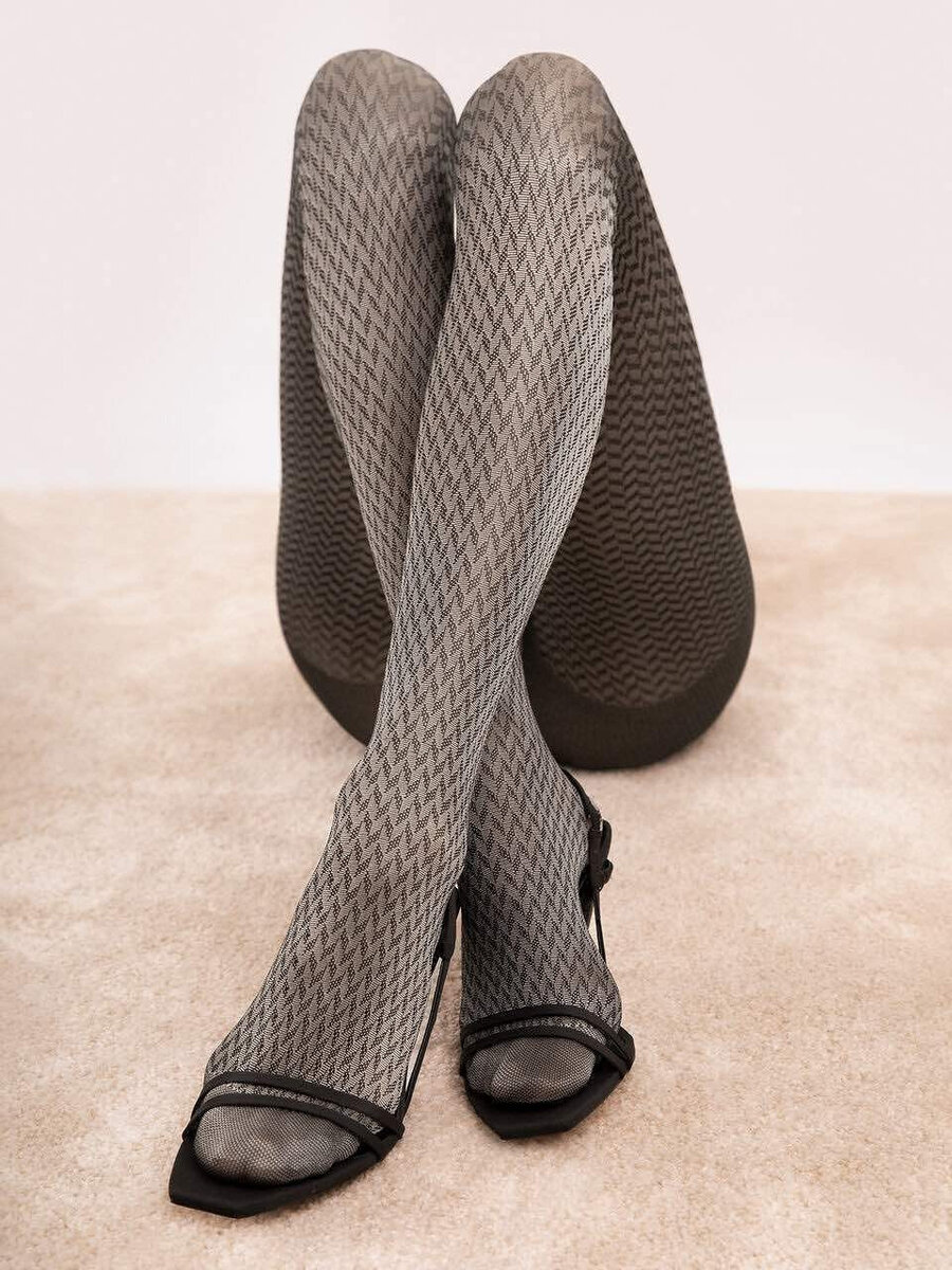 Šedé vzorované punčochové kalhoty Fiore MikroLux 40 den, Grey 2-S i384_66334812