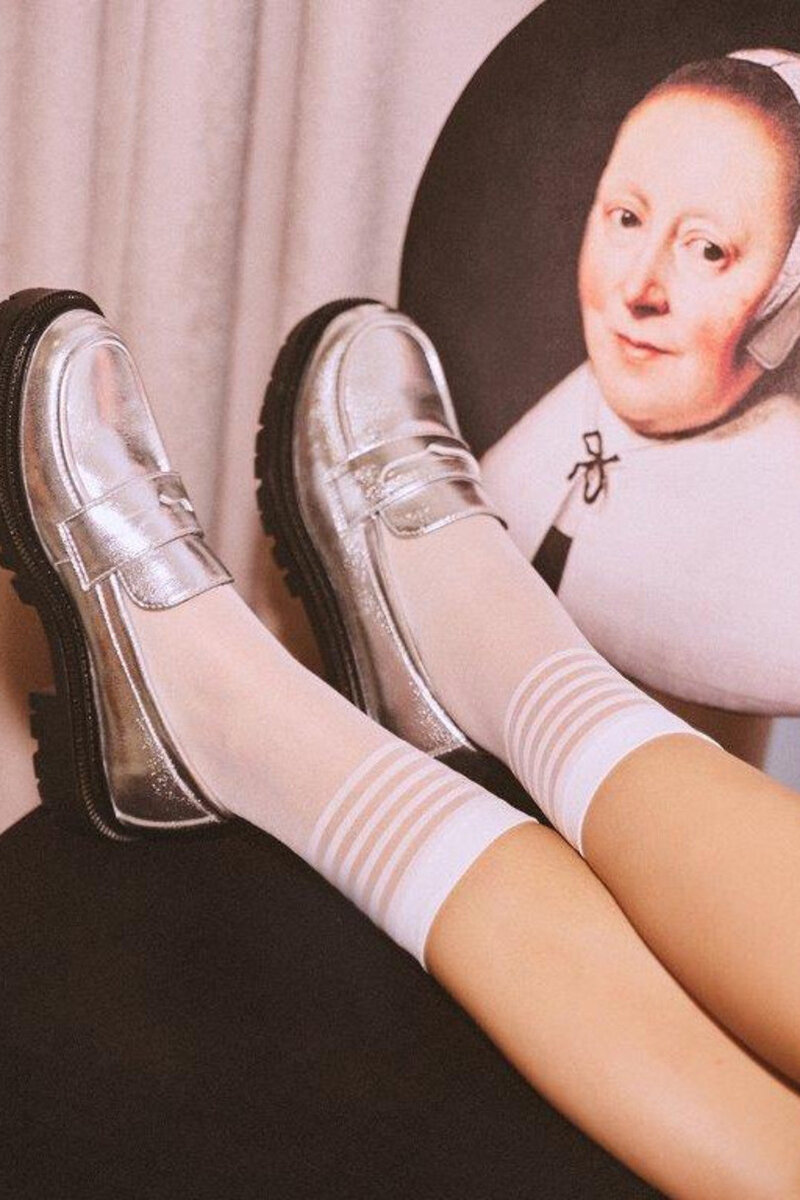 Vzorované elastické dámské ponožky Gabriella Lux, bianco UNI i170_5906733301788