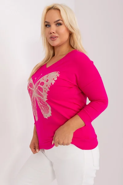 Růžová plus size dámská halenka s potiskem