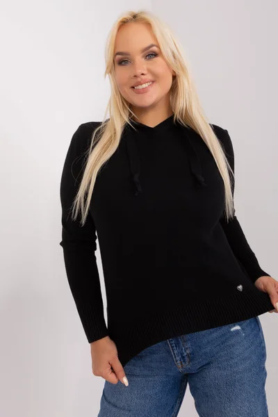 Černý plus size svetr s viskózou - PM-SW-PM9735