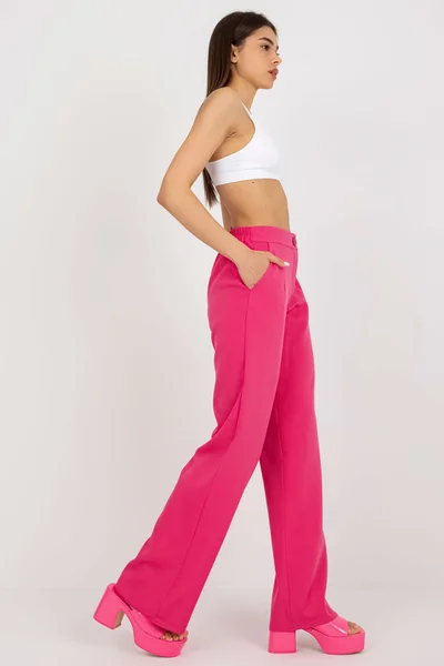 Růžové dámské kalhoty s vysokým pasem od FPrice