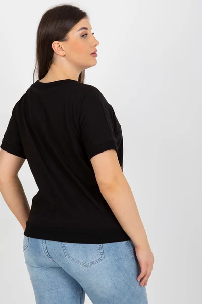 Černá dámská halenka s potiskem plus size - Styl Ležérní