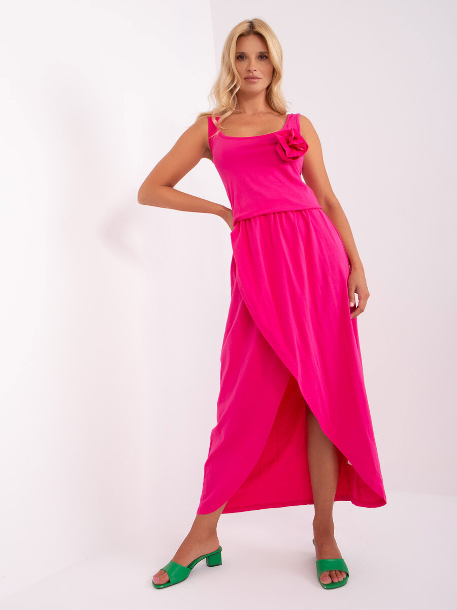 Růžové obálkové šaty s růží - EM-SK-820, jedna velikost i523_2016103427406