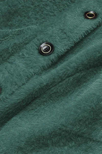 Zelený alpaka kabát s límcem a kapsami Made in Italy