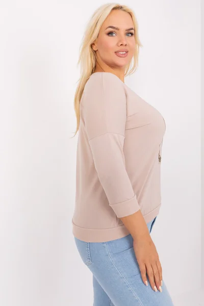 Beige Plus Size Dámská Bavlněná Halenka FPrice