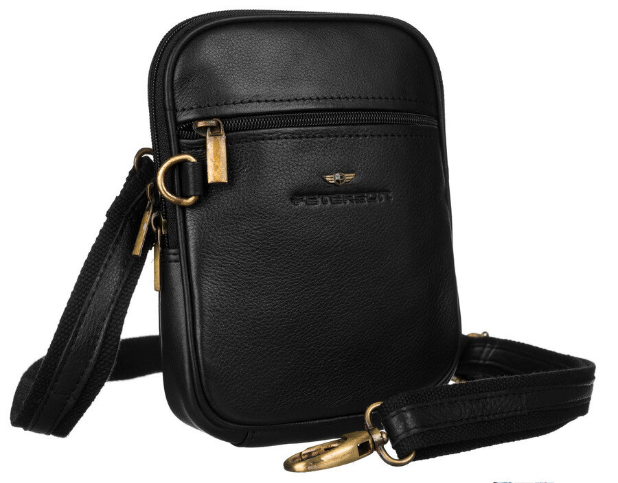 Mužská kabelka Peterson® - Černá kožená taška s přihrádkami, jedna velikost i523_5903051146923
