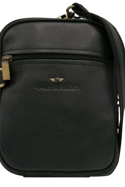 Mužská kabelka Peterson® - Černá kožená taška s přihrádkami