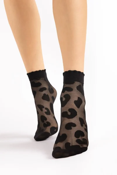 Černé vzorované ponožky s jemným volánem - Fiore Alpine G
