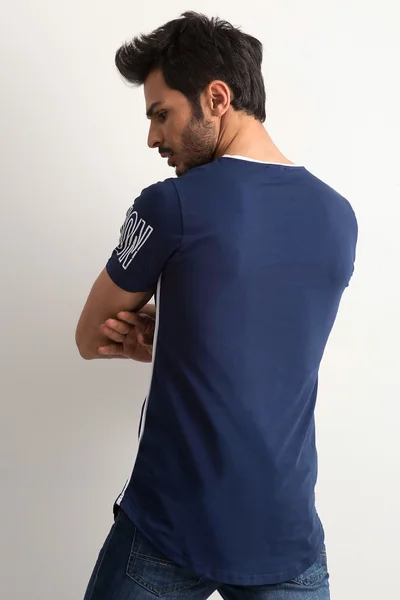 Pánské tmavě modré tričko s potiskem FPrice