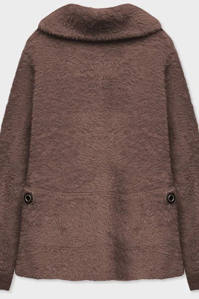 Alpaka kabát v hnědé barvě s límcem a kapsami pro ženy